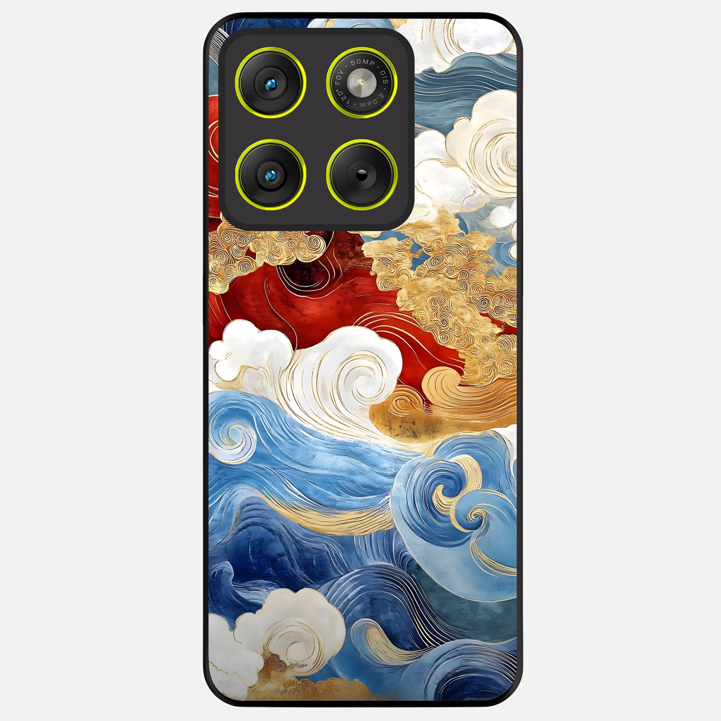  Colored Waves Glass Case For Moto Edge 70 back cover – full design glossy printed glass finish