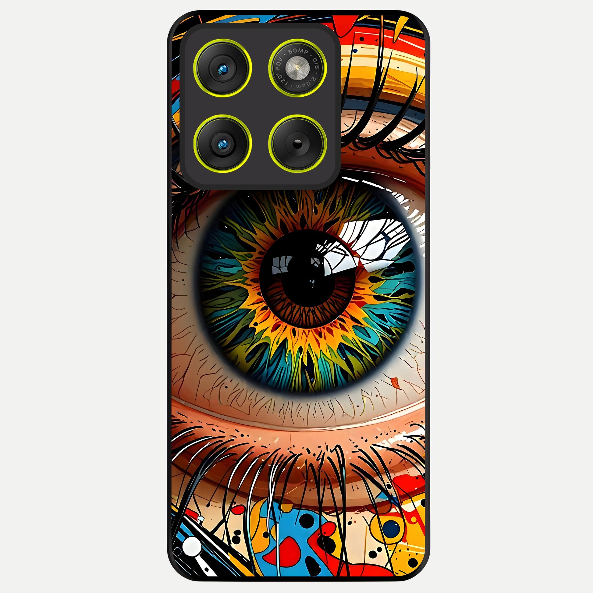  Colorful Eye Glass Case For Moto Edge 70 back cover – full design glossy printed glass finish