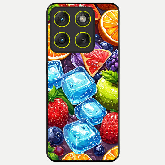  Colorful Fruits with Ice Glass Case For Moto Edge 70 back cover – full design glossy printed glass finish