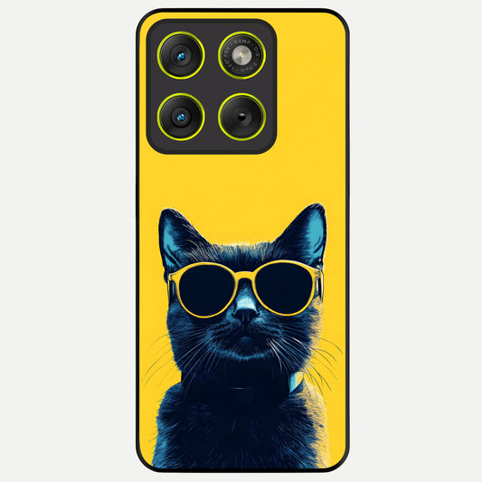  Cool Cat Vibes Glass Case For Moto Edge 70 back cover – full design glossy printed glass finish