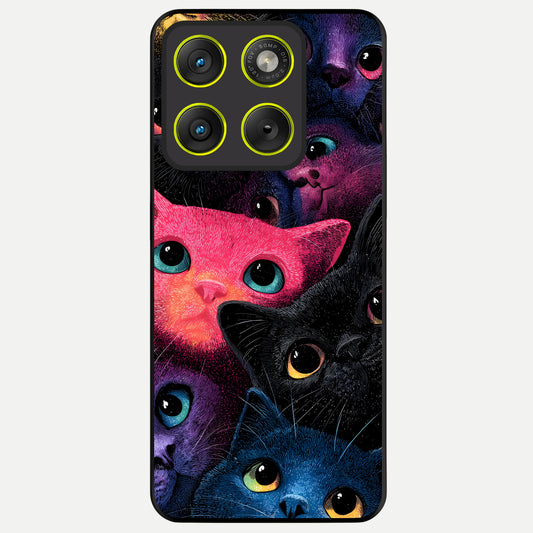  Cosmic Cats Dreams Glass Case For Moto Edge 70 back cover – full design glossy printed glass finish