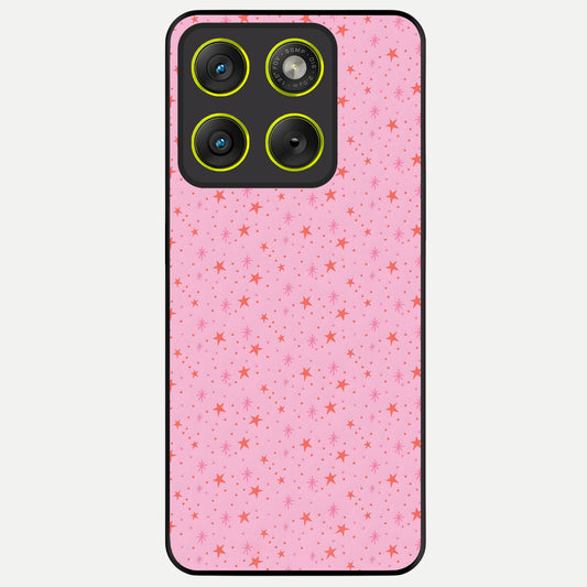  Cosmic Pink Sparkle Glass Case For Moto Edge 70 back cover – full design glossy printed glass finish