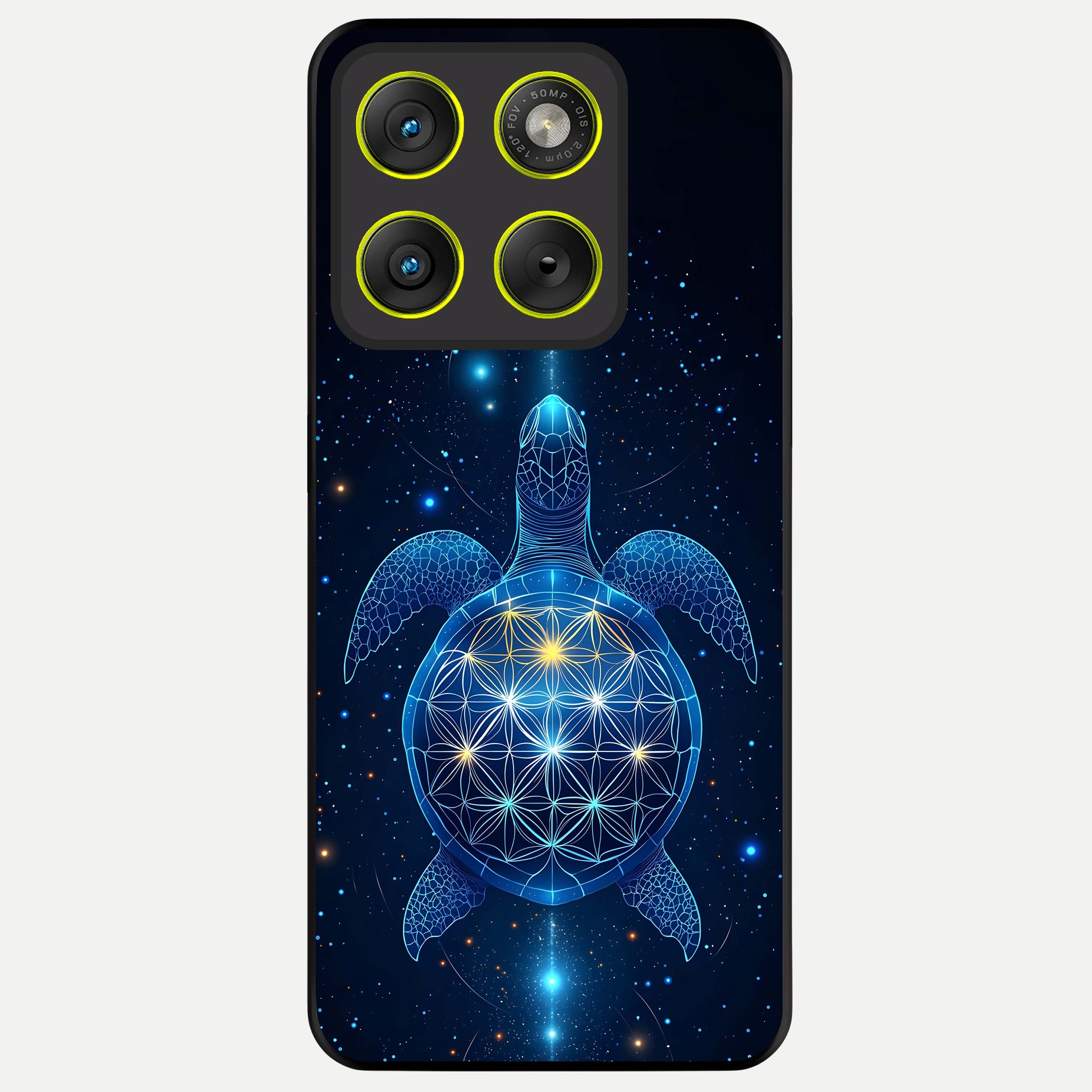  Crimson Blue Turtle Glass Case For Moto Edge 70 back cover – full design glossy printed glass finish