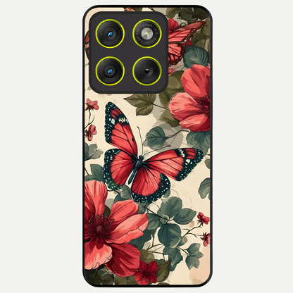  Crimson Butterfly Garden Glass Case For Moto Edge 70 back cover – full design glossy printed glass finish