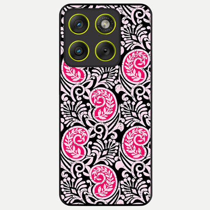  Crimson Paisley Charm Glass Case For Moto Edge 70 back cover – full design glossy printed glass finish