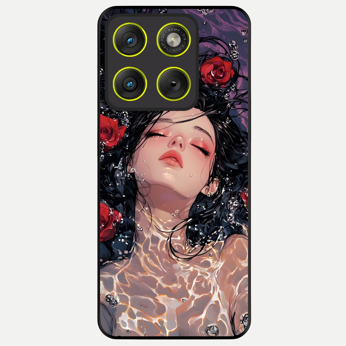  Crimson Rose Serenity Glass Case For Moto Edge 70 back cover – full design glossy printed glass finish