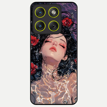  Crimson Rose Serenity Glass Case For Moto Edge 70 back cover – full design glossy printed glass finish