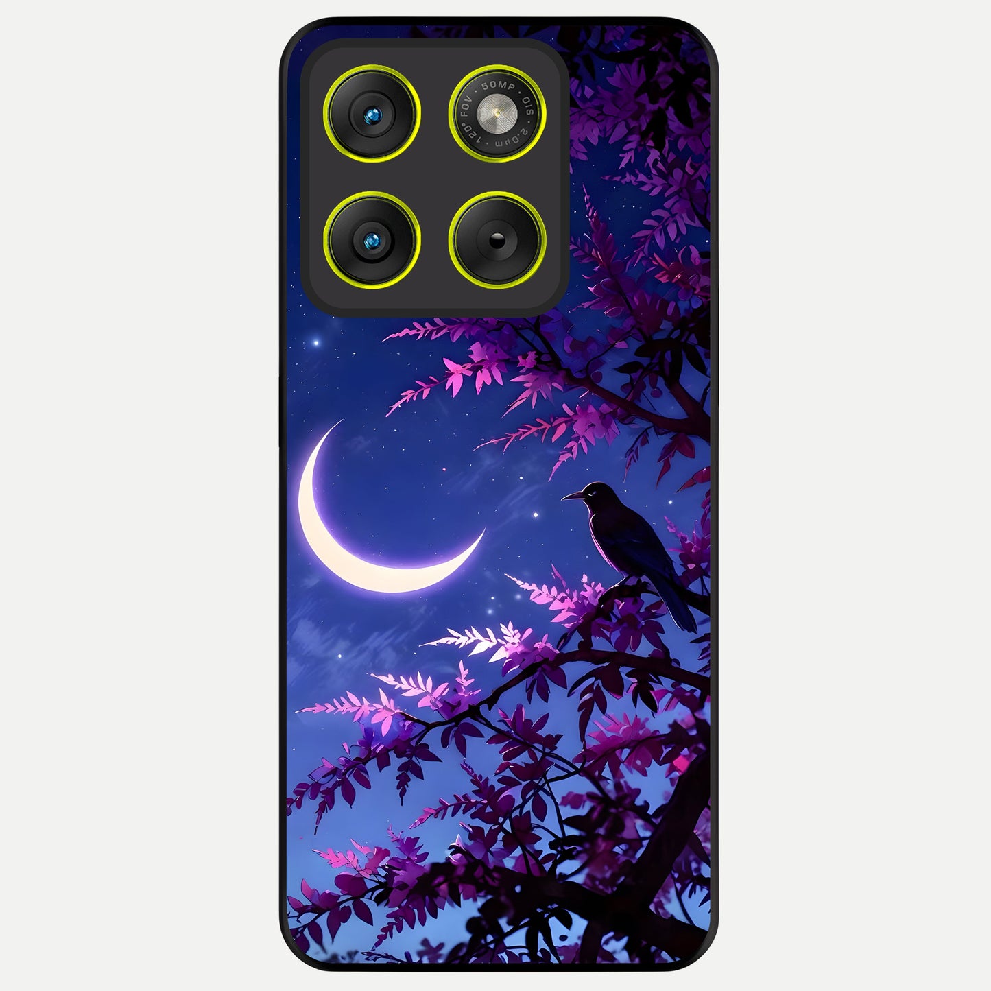  Crow And Moon Scenery Glass Case For Moto Edge 70 back cover – full design glossy printed glass finish