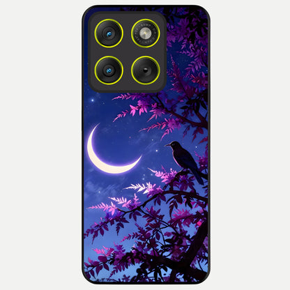  Crow And Moon Scenery Glass Case For Moto Edge 70 back cover – full design glossy printed glass finish