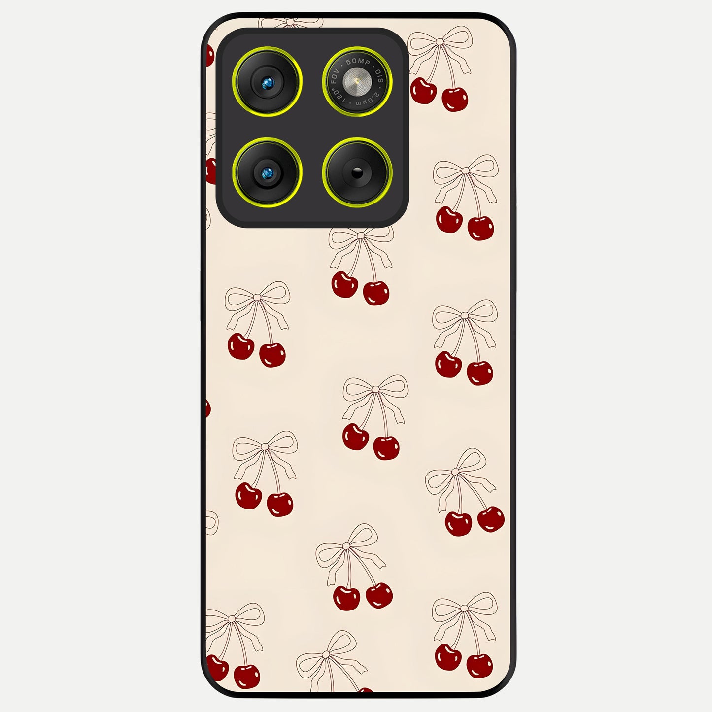  Cute Cherry Pattern Glass Case For Moto Edge 70 back cover – full design glossy printed glass finish
