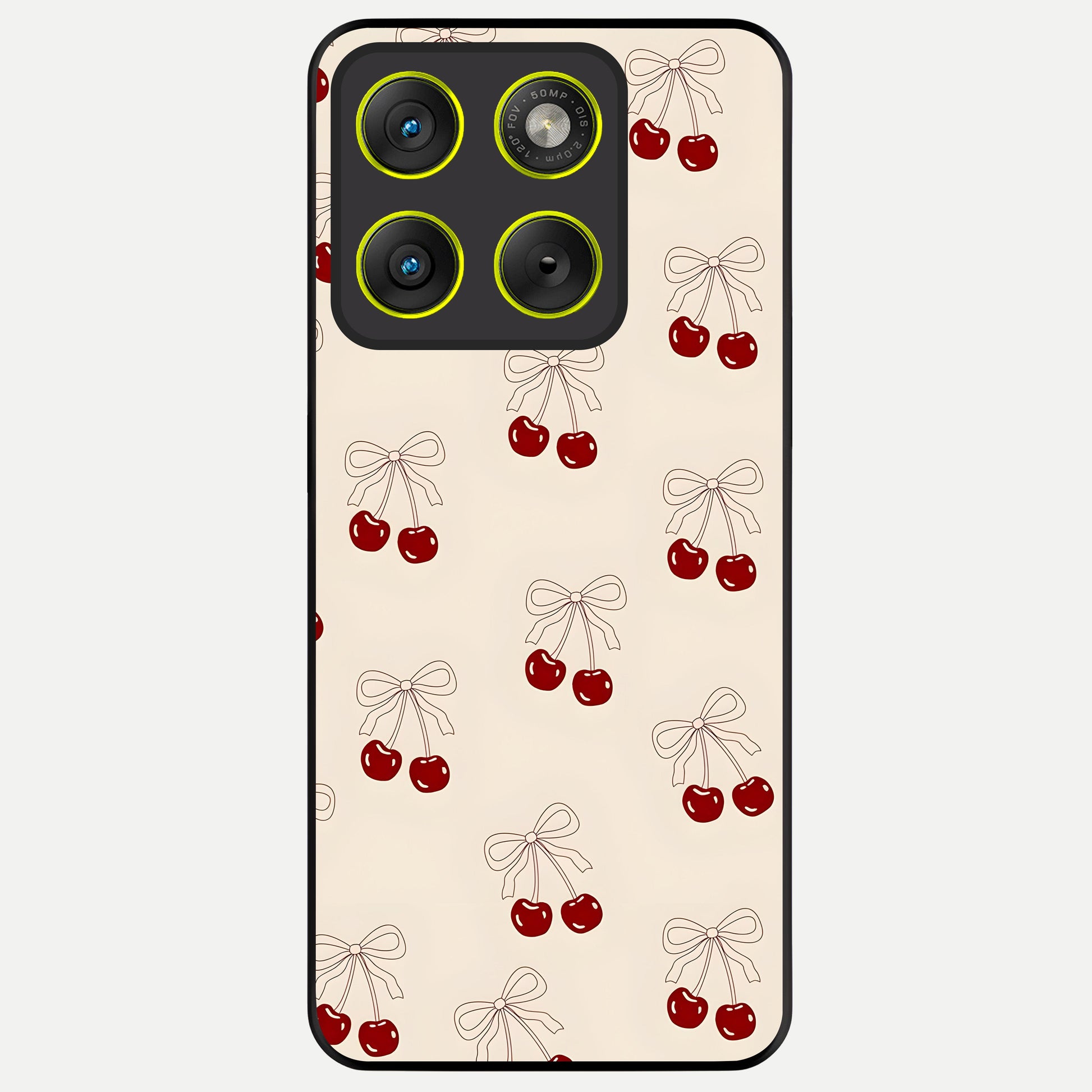  Cute Cherry Pattern Glass Case For Moto Edge 70 back cover – full design glossy printed glass finish