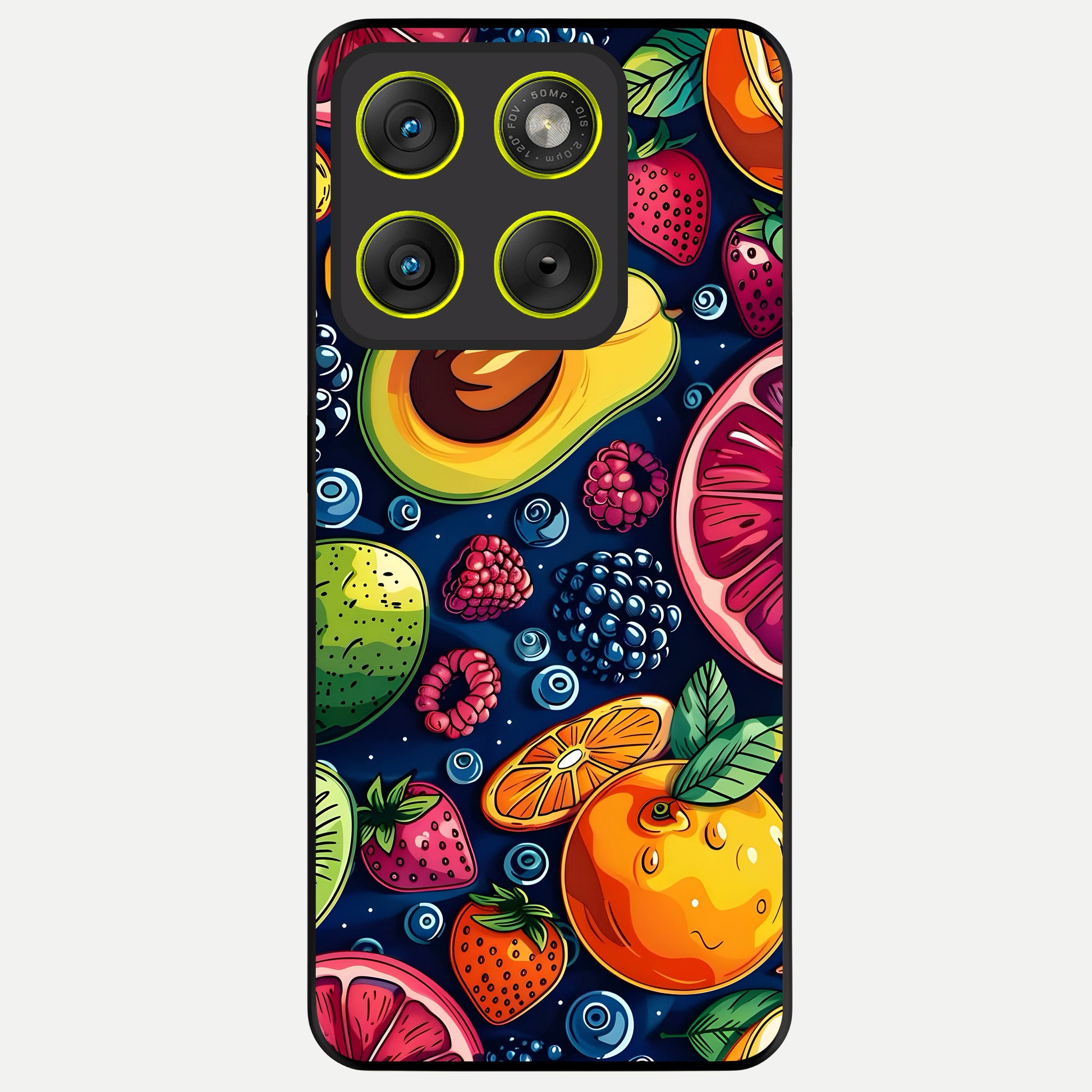  Cute Fruits Art Glass Case For Moto Edge 70 back cover – full design glossy printed glass finish