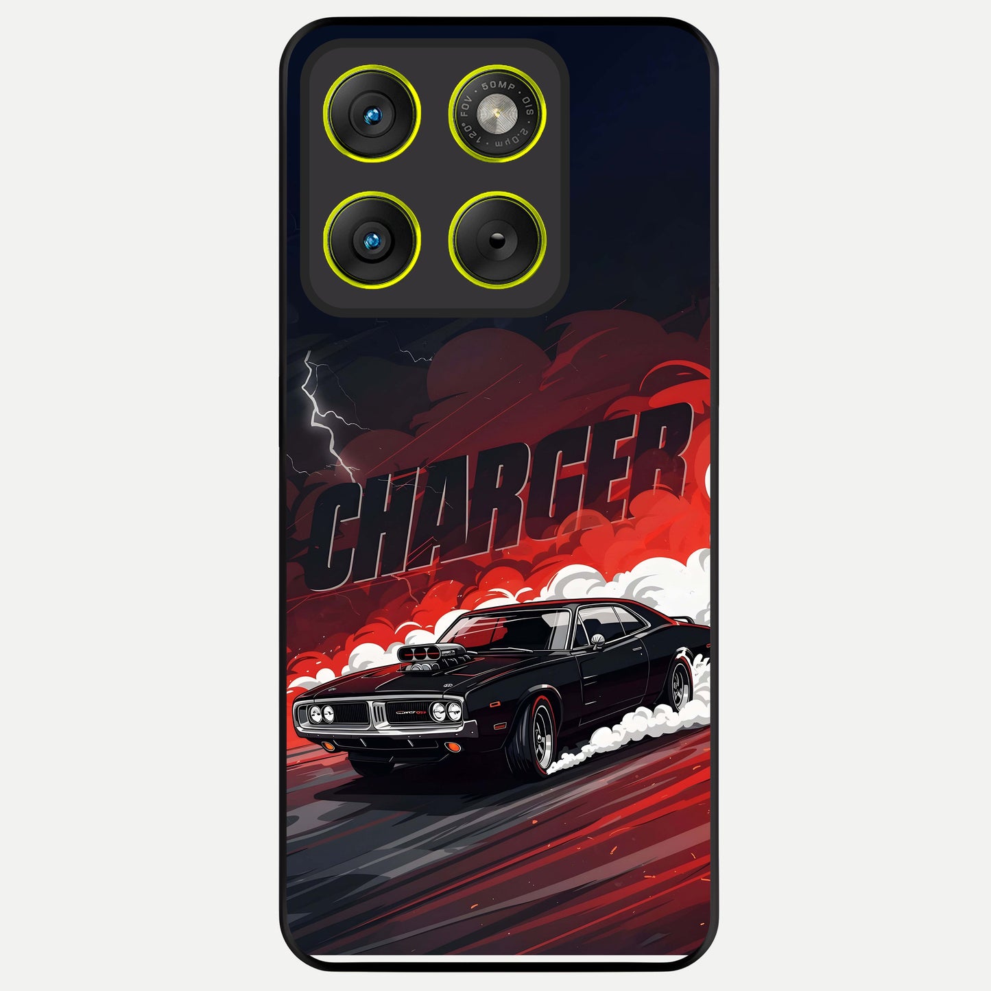  Dark Charger Fury Glass Case For Moto Edge 70 back cover – full design glossy printed glass finish