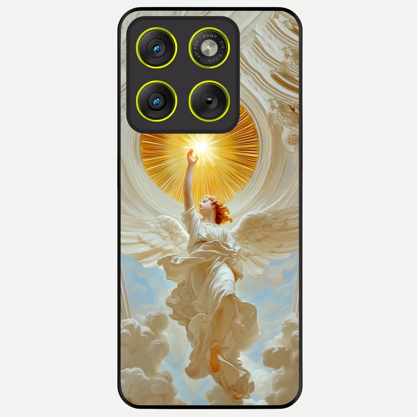  Divine Light Angel Glass Case For Moto Edge 70 back cover – full design glossy printed glass finish