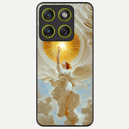  Divine Light Angel Glass Case For Moto Edge 70 back cover – full design glossy printed glass finish