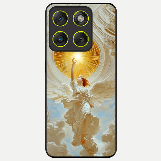  Divine Light Angel Glass Case For Moto Edge 70 back cover – full design glossy printed glass finish