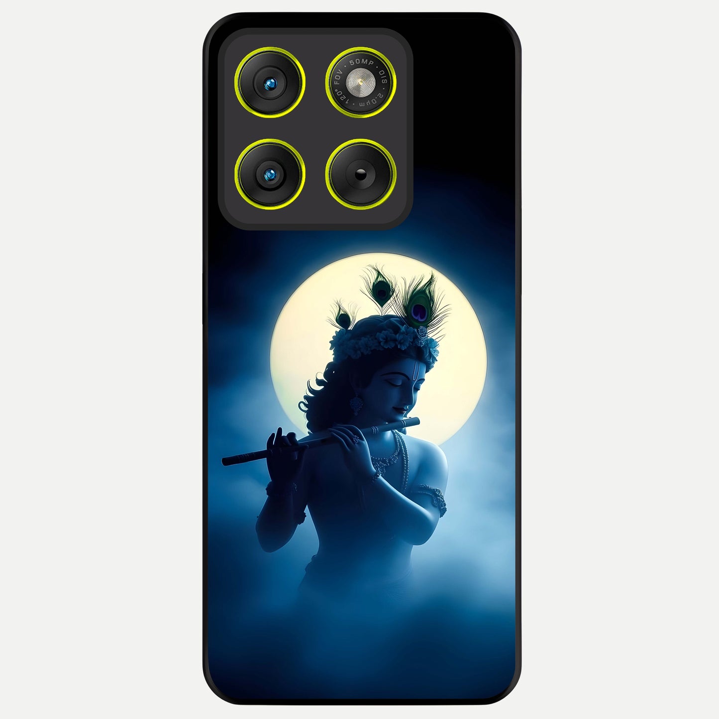  Divine Moon Flute Glass Case For Moto Edge 70 back cover – full design glossy printed glass finish