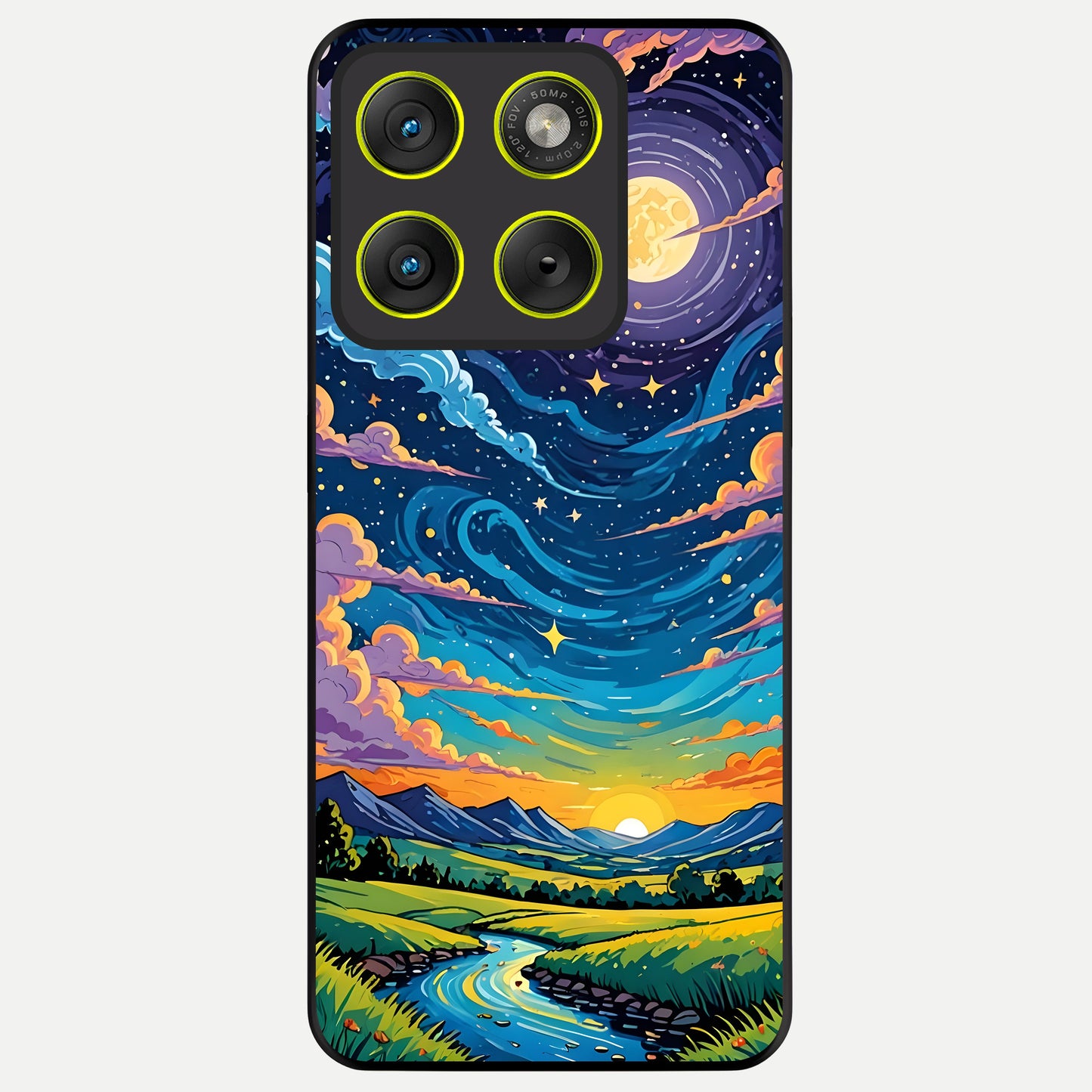 Dreamy Night Landscape Glass Case For Moto Edge 70 back cover – full design glossy printed glass finish