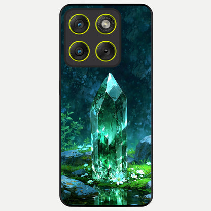  Emerald Light Crystal Glass Case For Moto Edge 70 back cover – full design glossy printed glass finish