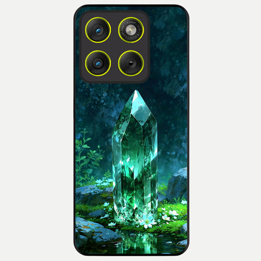  Emerald Light Crystal Glass Case For Moto Edge 70 back cover – full design glossy printed glass finish