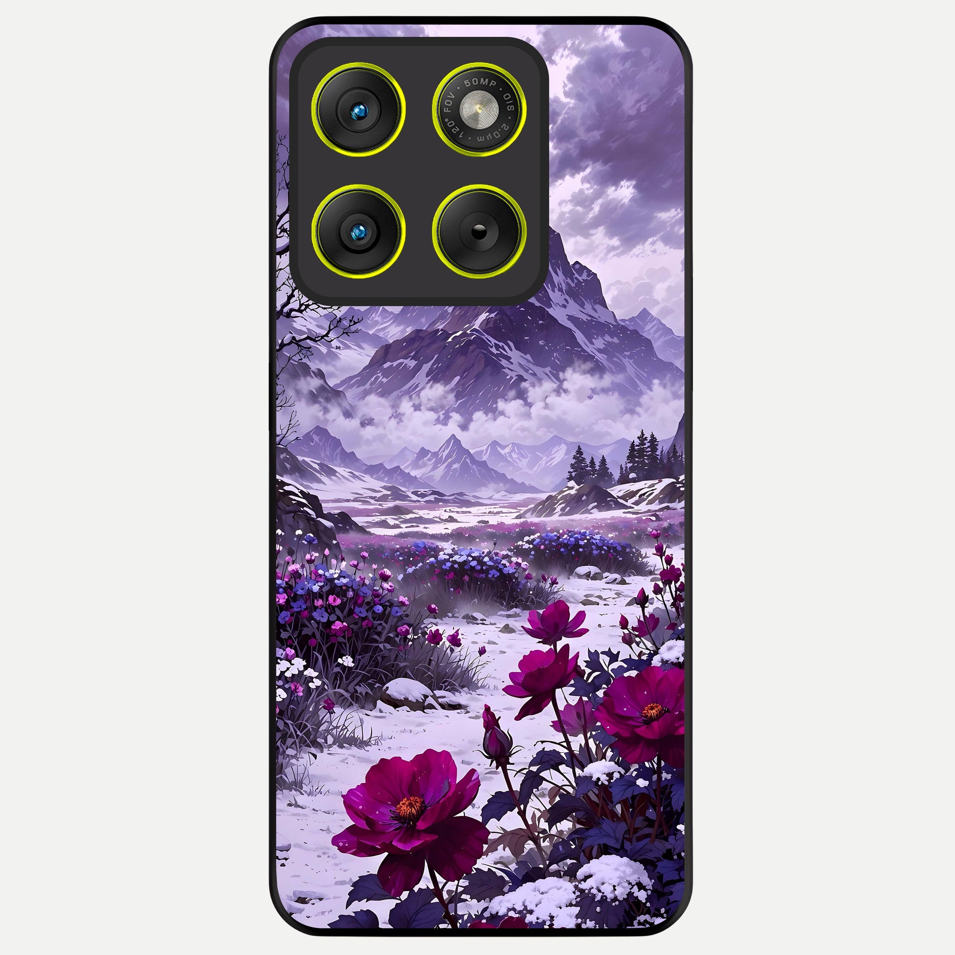  Flower Mountain View Glass Case For Moto Edge 70 back cover – full design glossy printed glass finish