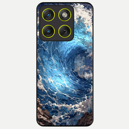  Giant Ocean Wave Glass Case For Moto Edge 70 back cover – full design glossy printed glass finish