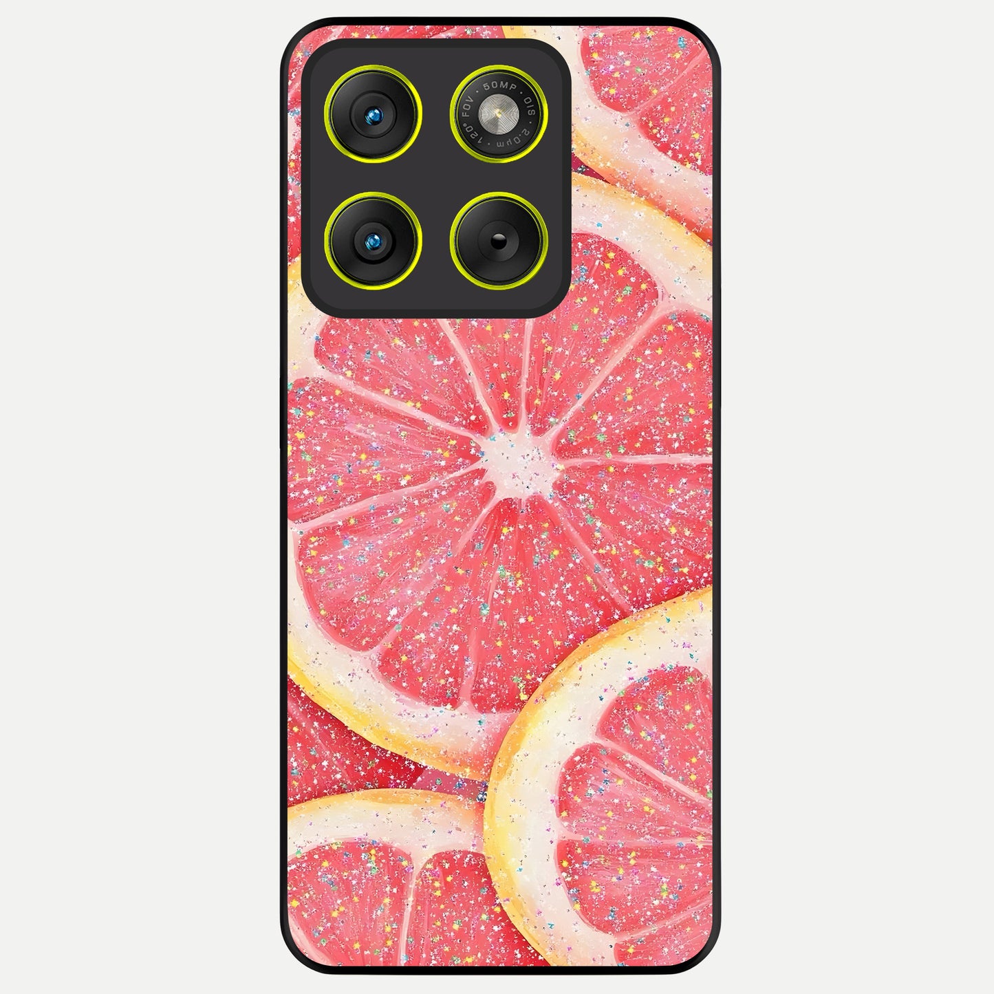  Glitter Grapefruit Glass Case For Moto Edge 70 back cover – full design glossy printed glass finish