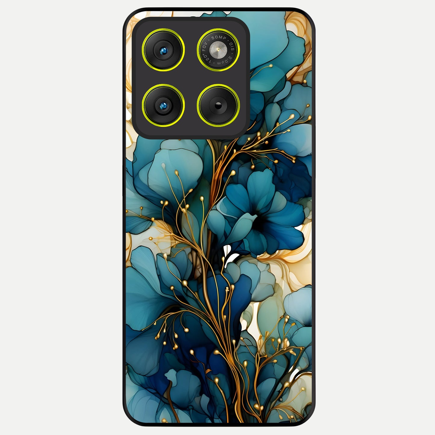  Golden Bloom Symphony Glass Case For Moto Edge 70 back cover – full design glossy printed glass finish