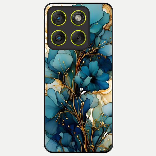  Golden Bloom Symphony Glass Case For Moto Edge 70 back cover – full design glossy printed glass finish