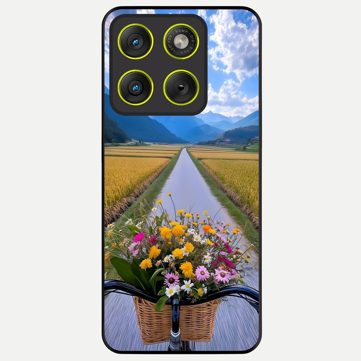  Golden Field Journey Glass Case For Moto Edge 70 back cover – full design glossy printed glass finish