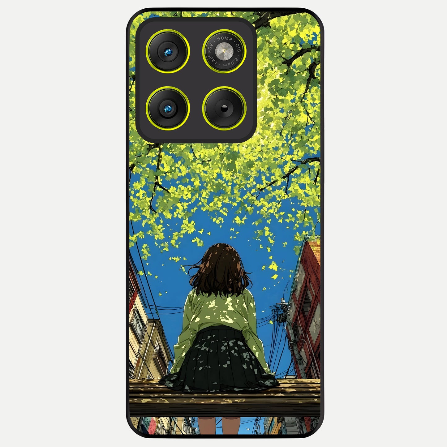  Golden Leaves Glow Glass Case For Moto Edge 70 back cover – full design glossy printed glass finish