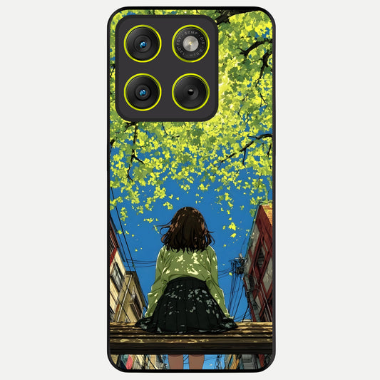 Golden Leaves Glow Glass Case For Moto Edge 70 back cover – full design glossy printed glass finish