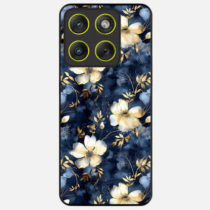 Golden Midnight Bloom Glass Case For Moto Edge 70 back cover – full design glossy printed glass finish