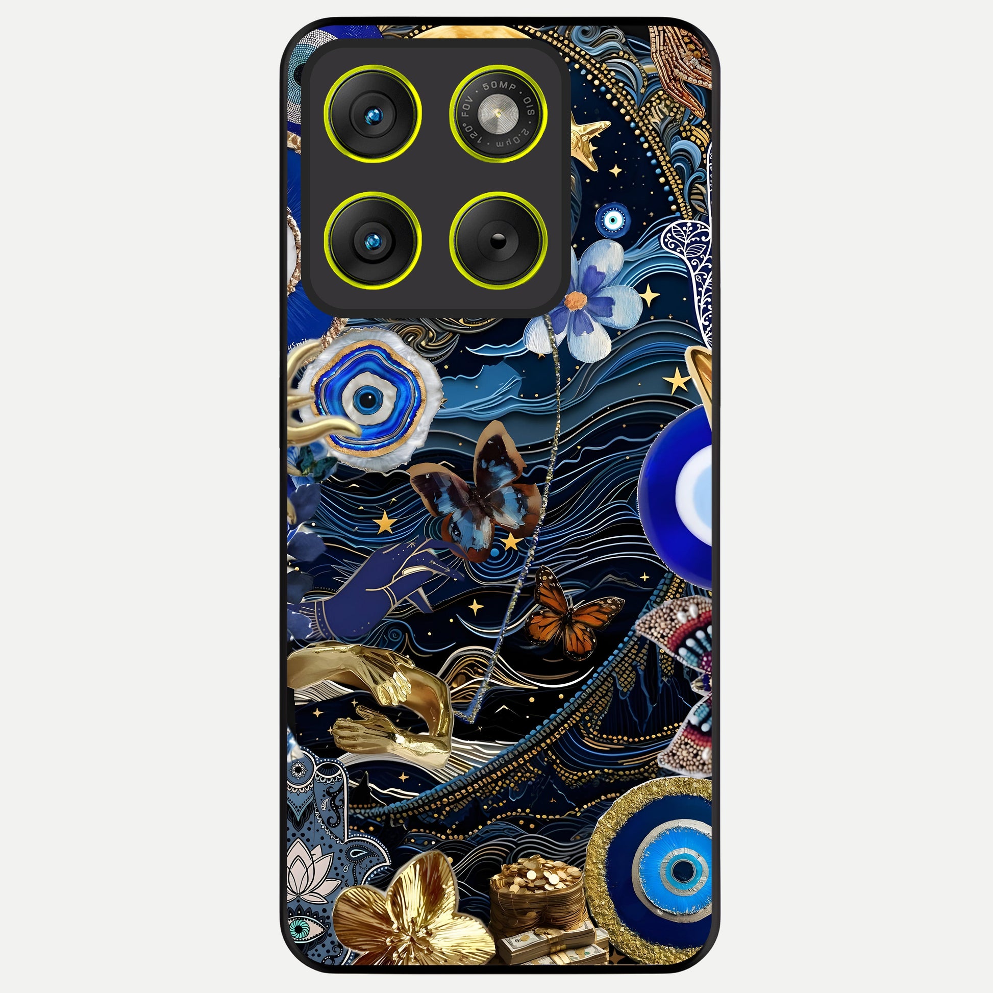  Golden Moon Magic Glass Case For Moto Edge 70 back cover – full design glossy printed glass finish