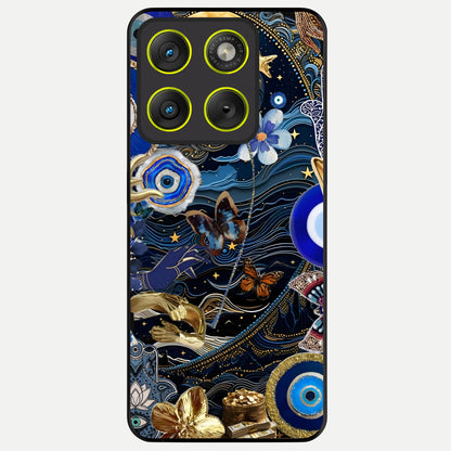  Golden Moon Magic Glass Case For Moto Edge 70 back cover – full design glossy printed glass finish