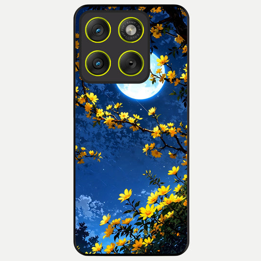  Golden Night Glow Glass Case For Moto Edge 70 back cover – full design glossy printed glass finish
