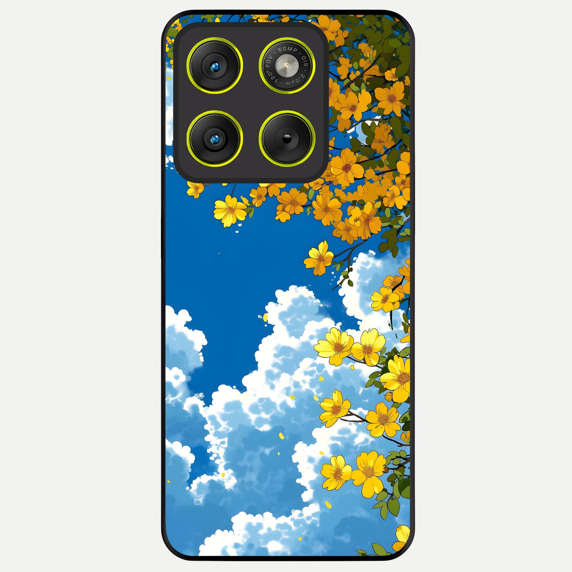  Golden Petal Sky Glass Case For Moto Edge 70 back cover – full design glossy printed glass finish