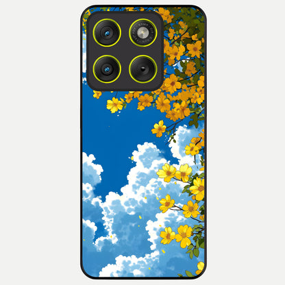  Golden Petal Sky Glass Case For Moto Edge 70 back cover – full design glossy printed glass finish