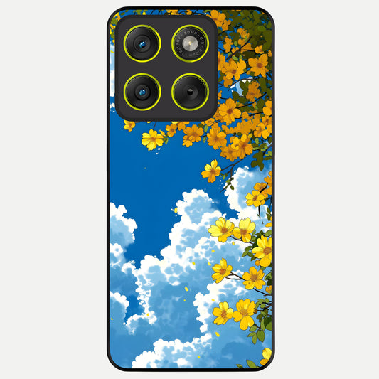  Golden Petal Sky Glass Case For Moto Edge 70 back cover – full design glossy printed glass finish