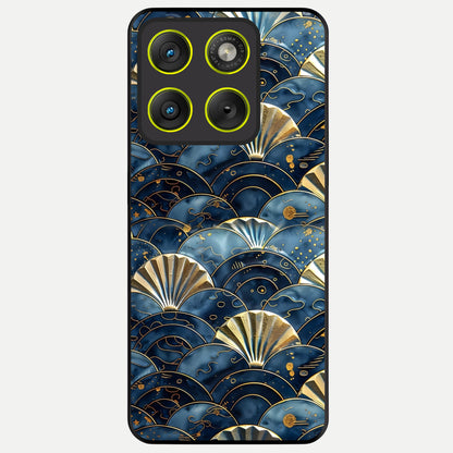  Golden Wave Luxe Glass Case For Moto Edge 70 back cover – full design glossy printed glass finish