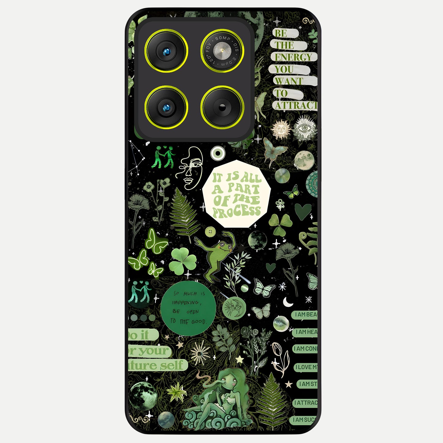  Green Mandala Pattern Glass Case For Moto Edge 70 back cover – full design glossy printed glass finish