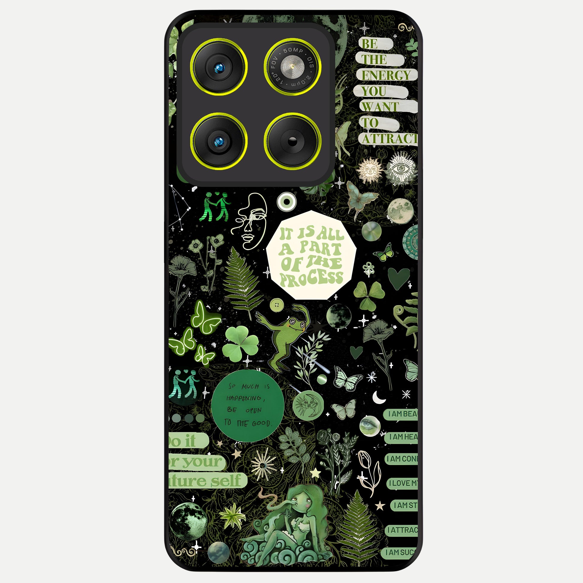  Green Mandala Pattern Glass Case For Moto Edge 70 back cover – full design glossy printed glass finish