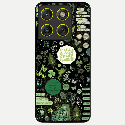  Green Mandala Pattern Glass Case For Moto Edge 70 back cover – full design glossy printed glass finish