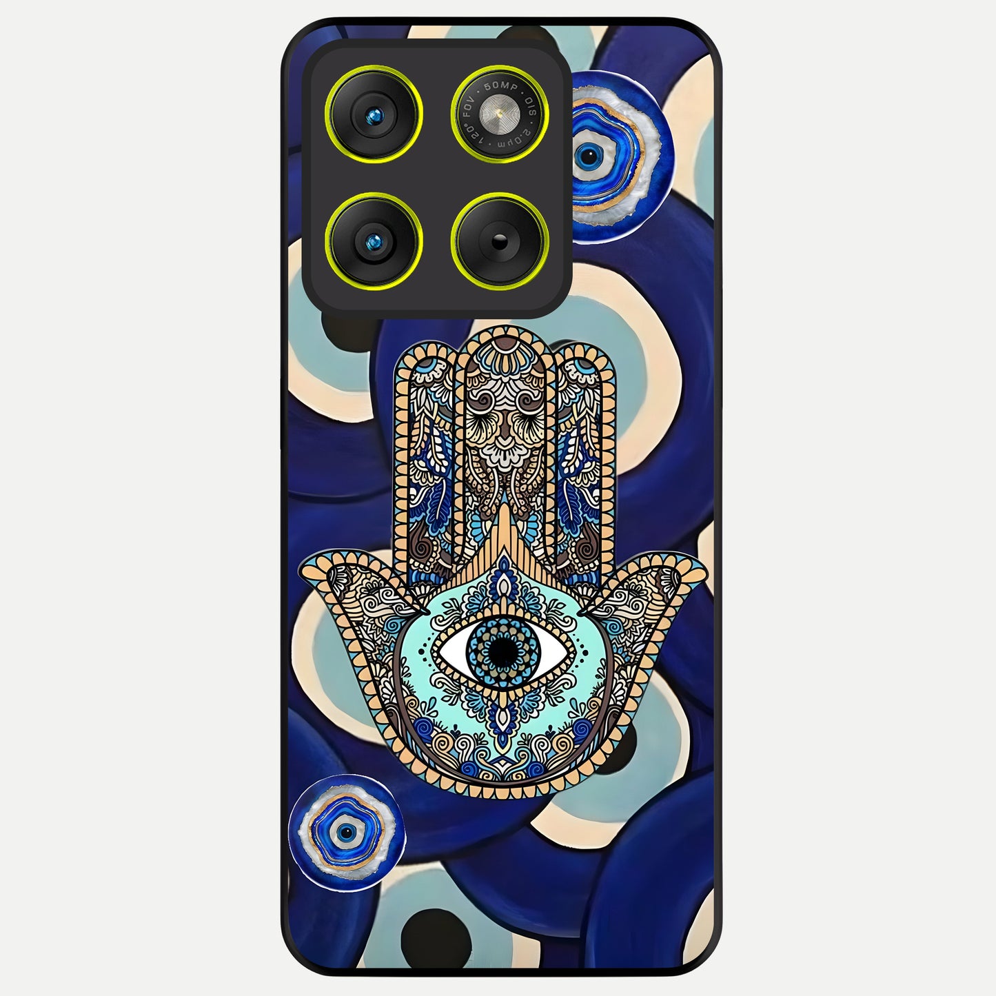  Hamsa Divine Guard Glass Case For Moto Edge 70 back cover – full design glossy printed glass finish