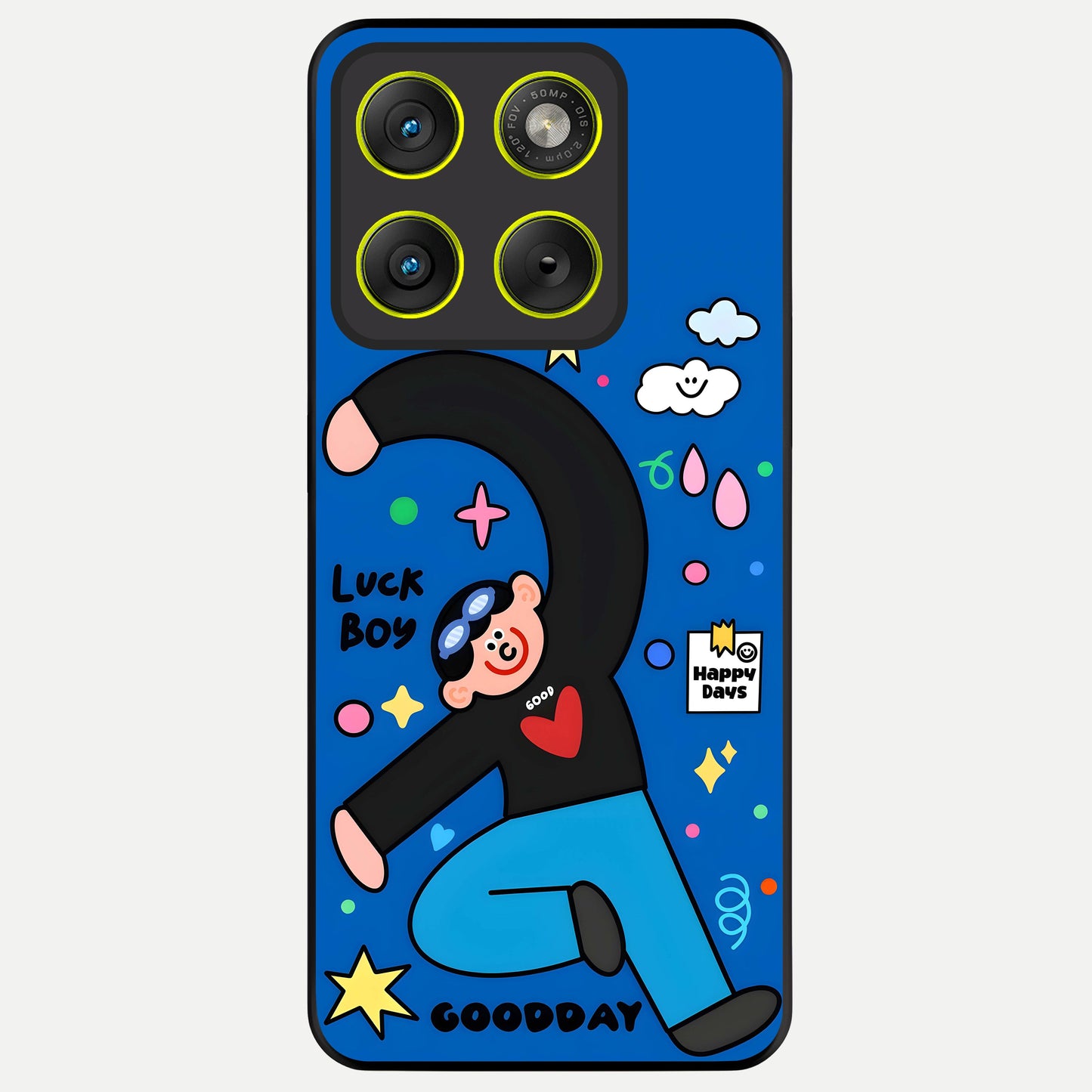  Happy Luck Vibe Glass Case For Moto Edge 70 back cover – full design glossy printed glass finish