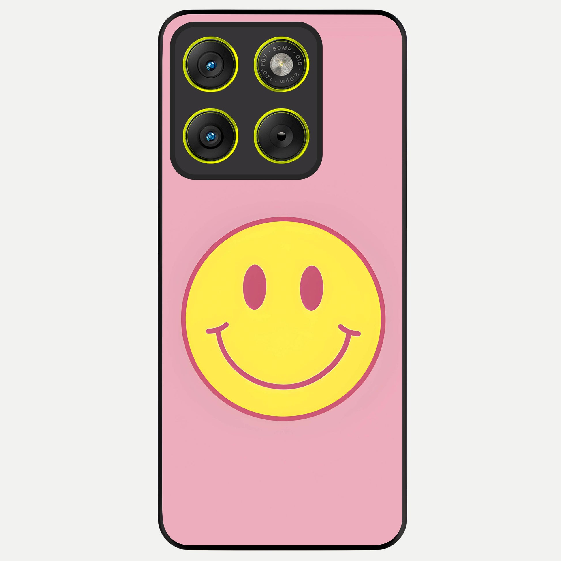  Happy Pink Mood Glass Case For Moto Edge 70 back cover – full design glossy printed glass finish