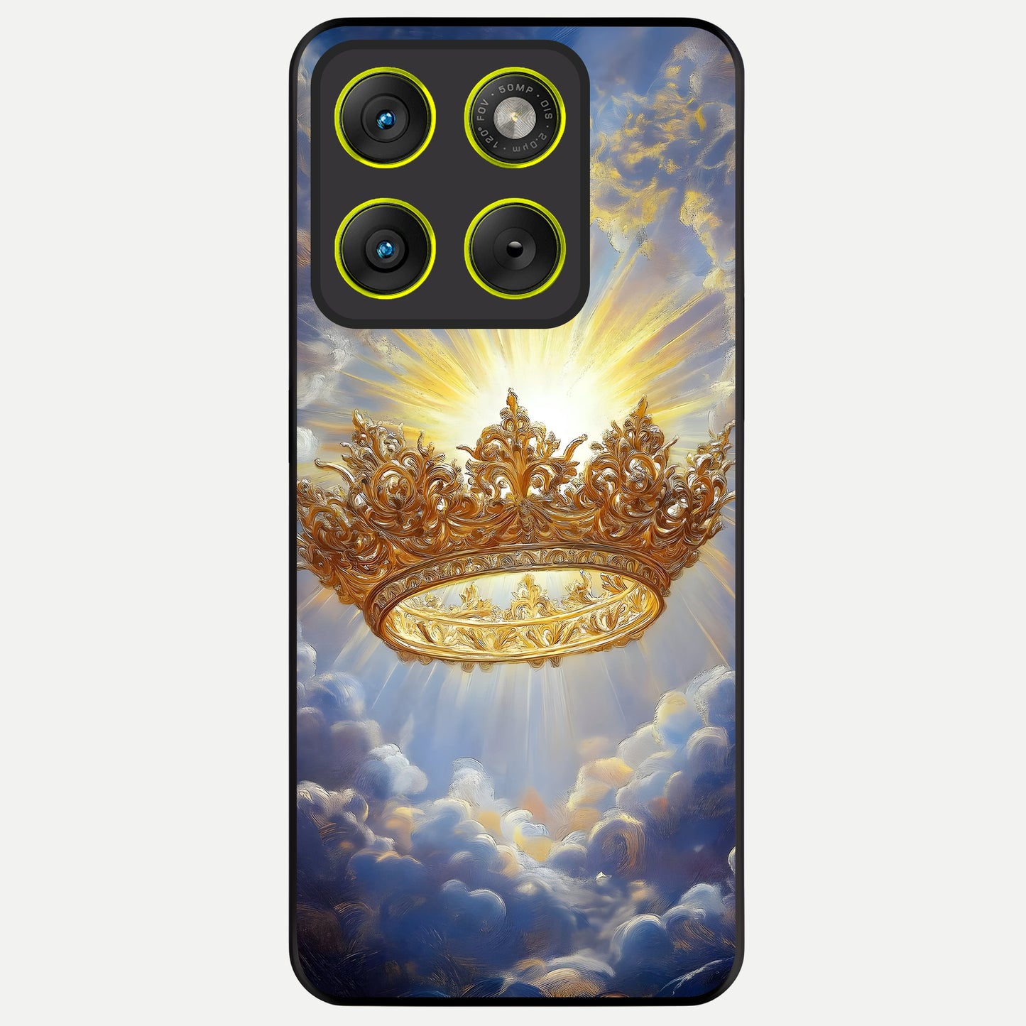  Heavenly Crown Light Glass Case For Moto Edge 70 back cover – full design glossy printed glass finish