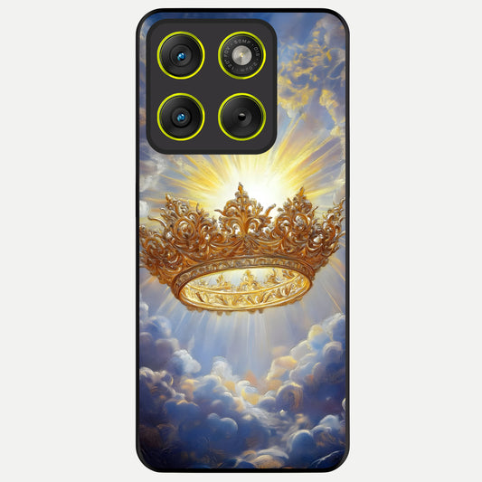  Heavenly Crown Light Glass Case For Moto Edge 70 back cover – full design glossy printed glass finish