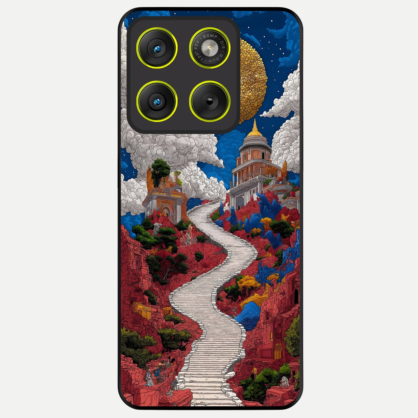  Heavenly Moon Path Glass Case For Moto Edge 70 back cover – full design glossy printed glass finish