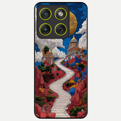  Heavenly Moon Path Glass Case For Moto Edge 70 back cover – full design glossy printed glass finish